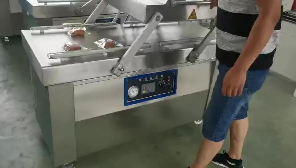 Автоматический вакуумный упаковщик муки, мяса, зерна, машина для вакуумной упаковки, двойная камера, сертификация Ce