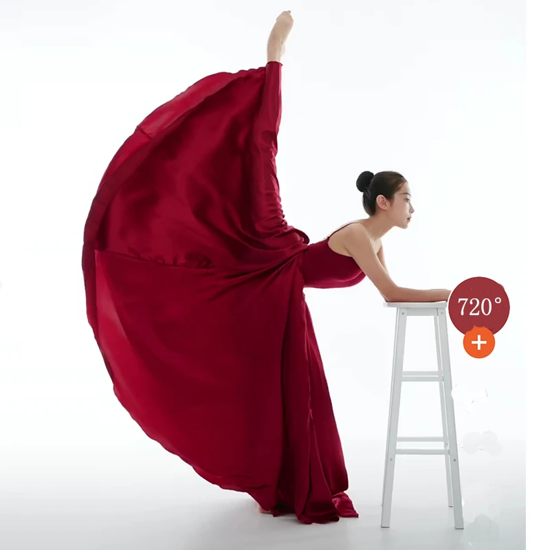 Saia de dança espanhol de chamamento, vestido de dança cpu feminino elegante de chiffon vestido de praia retrô adulto