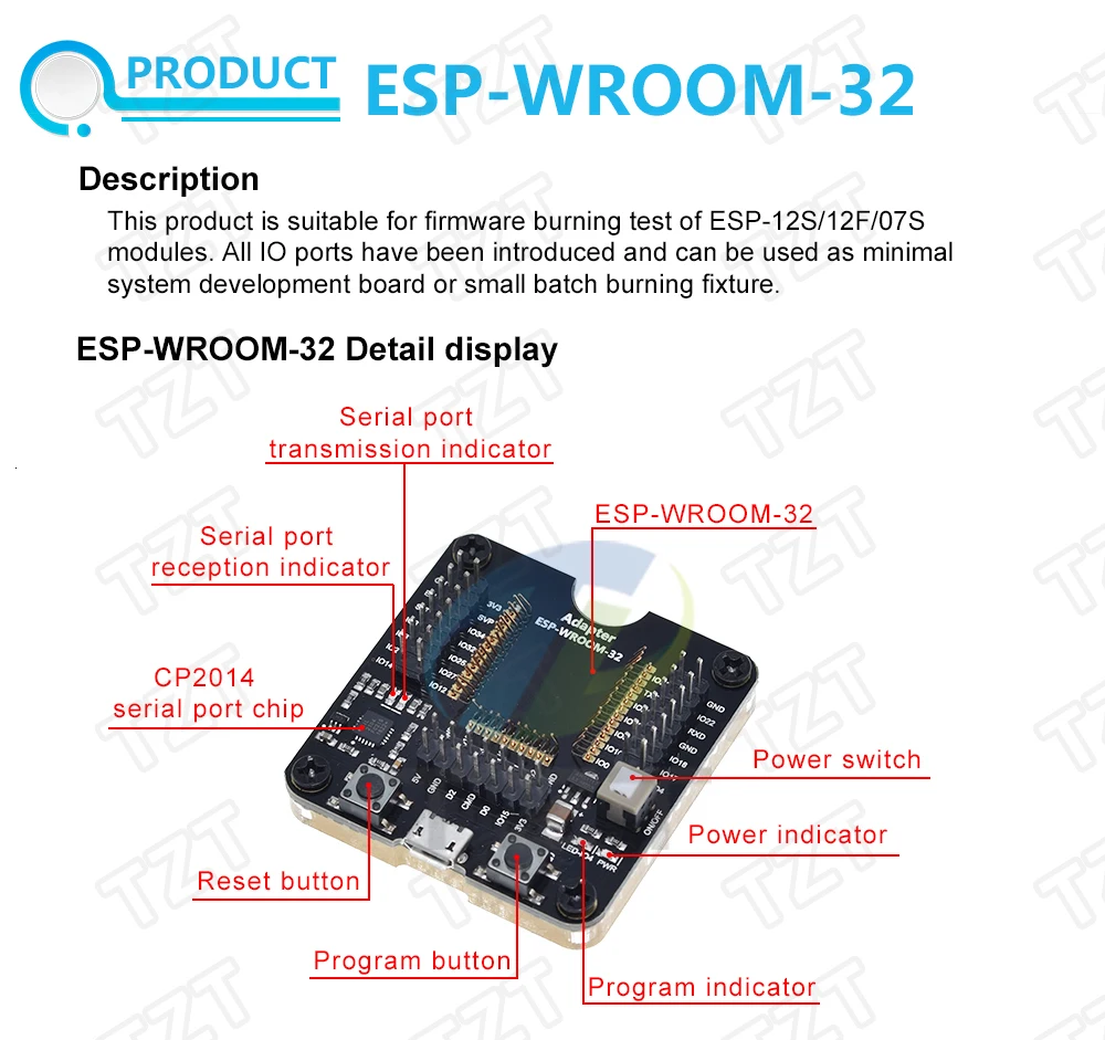 ESP8266 ESP-32 ESP32 Entwicklungsboard ESP32 Testboard Brennvorrichtung Werkzeug Downloader für ESP-12F/07S/12S – Detail 3
