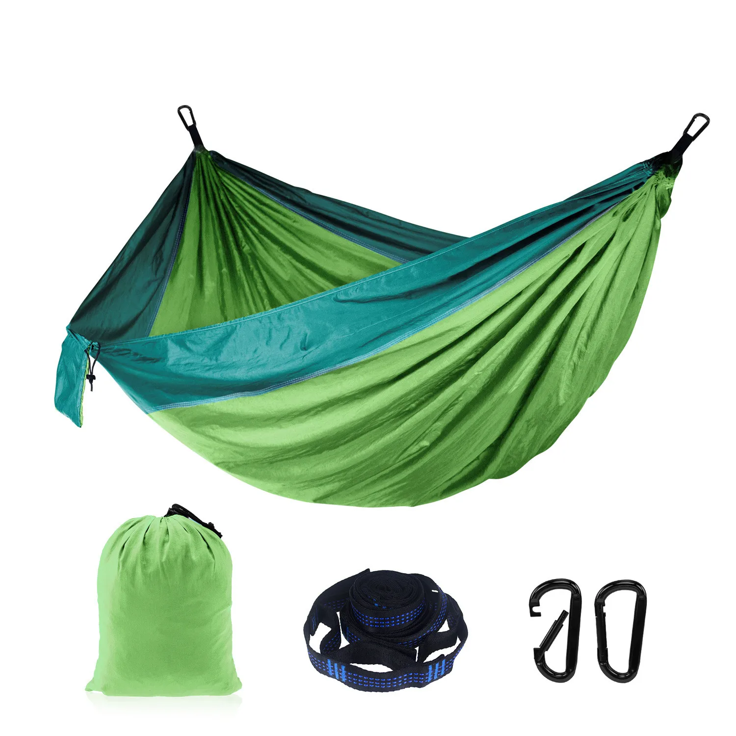 Outdoor Adjustable Strap Parachute Cloth Hammock, 210T Nylon, Breathable, Leisure Single Hammock, High Strength