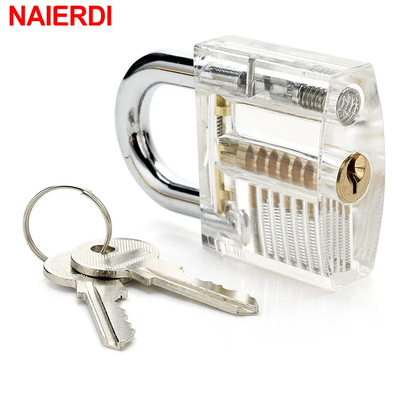 NAIERDI 7PCS/Set Combination Practice Padlock Transparent Locks Locksmith Training Tools Visible Lock Pick Sets Practicing Skill