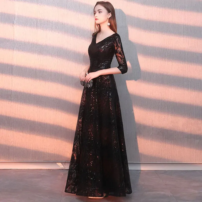 Muslim half sleeves bling sequins vestidos de fiesta de noche prom party Evening Dresses robe de soiree long gown frock pattern