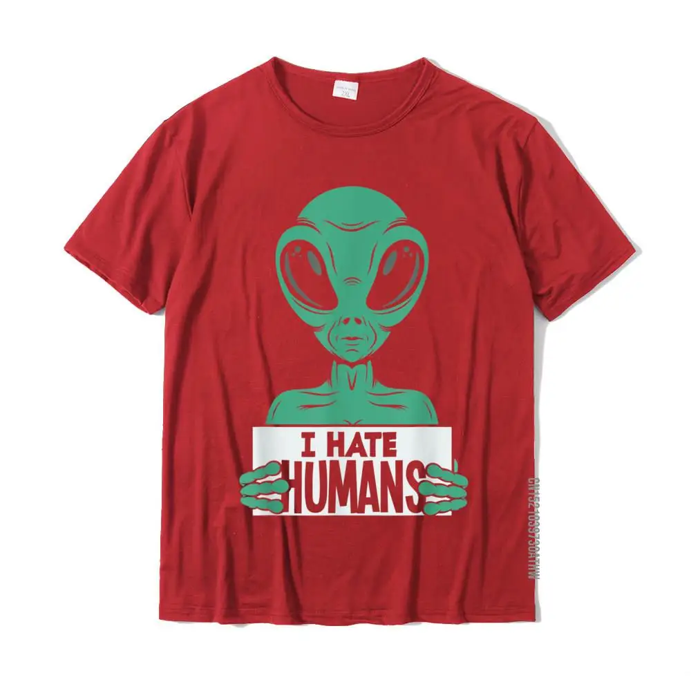 Funny Alien UFO Extraterrestrial I Hate Humans Alien Lover T-Shirt Top T-Shirts Discount Group Cotton Men Tees Casual