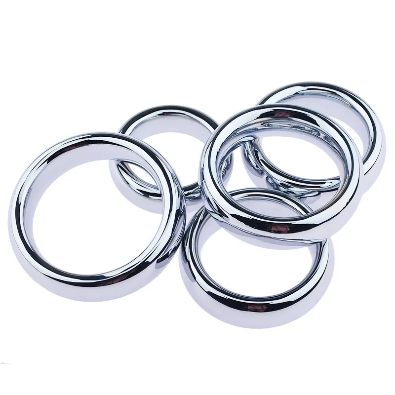 Super Smooth Stainless Steel Large Cock Ring Delay Lock Penis Ring Heavy Duty Metal Male Ball Scrotum Stretcher Sex Toys For Men