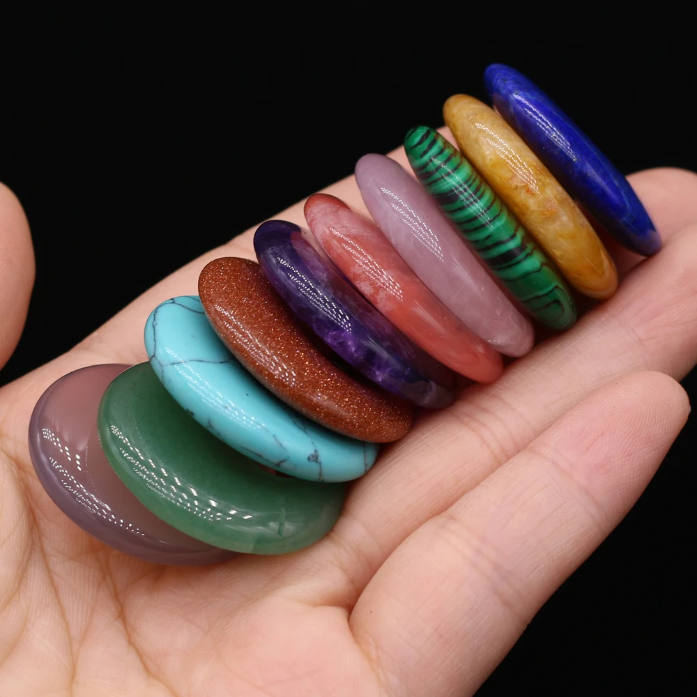 Natural Stone Beads Semi-precious Stones Round Big Hole Beads for Jewelry Making DIY Necklace Bracelet Earrings Accessories 30mm