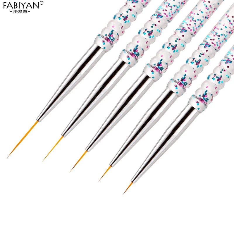 5Pcs/Set Nail Art Liner Drawing Pen Brush DIY UV Gel Grid Line Stripes Painting Pen Acrylic Handle Manicure Tools 7/9/11/15/20mm