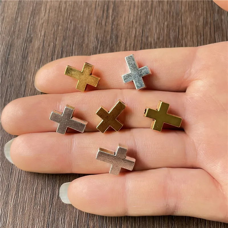JunKang 10pcs cross islam faith connection perforated beads for jewelry making DIY handmade bracelet necklace accessories