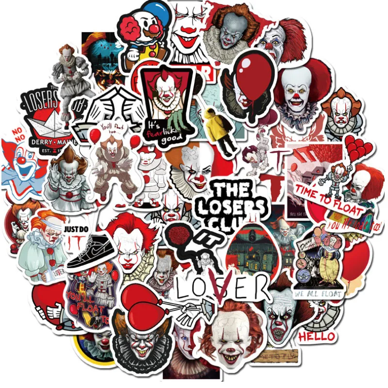 10/30/50Pcs clown  Graffiti Waterproof Skateboard Travel Suitcase Phone Laptop Luggage Stickers DIY Kids Girl Toys