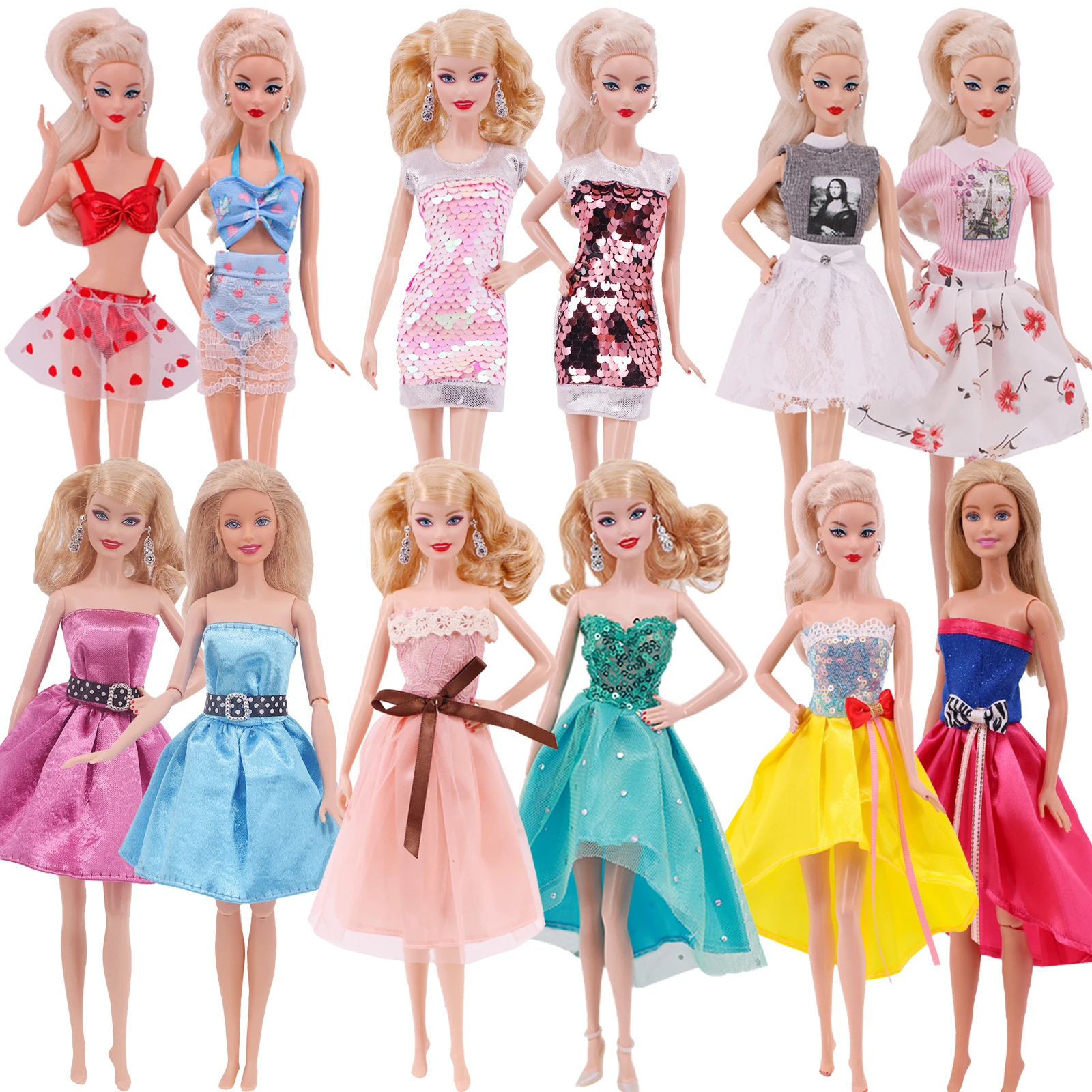 Fashion Doll Dress Outfit Casual Wear Handmade Girl Clothing Skirt Accessories Clothes for Barbies Doll DIY Dollhouse Baby Toys