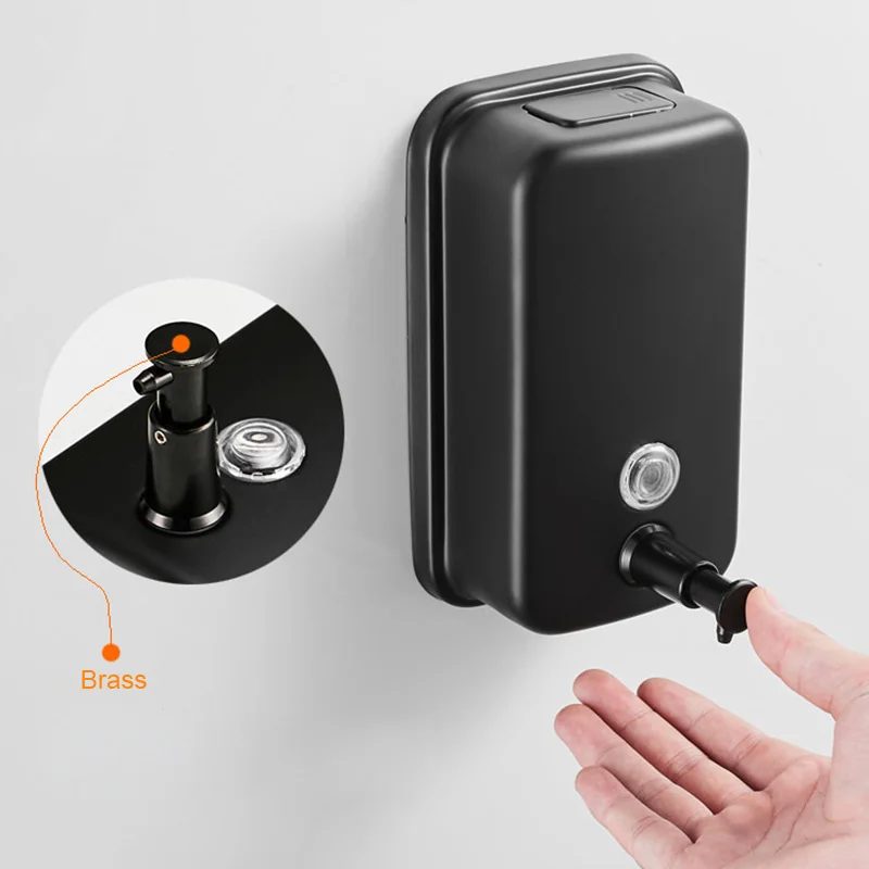 ROVOGO 500/800/1000Ml Black/Mirror Soap Dispenser Wall Mounted, Stainless Steel Bathroom Dispenser for Home Hotel