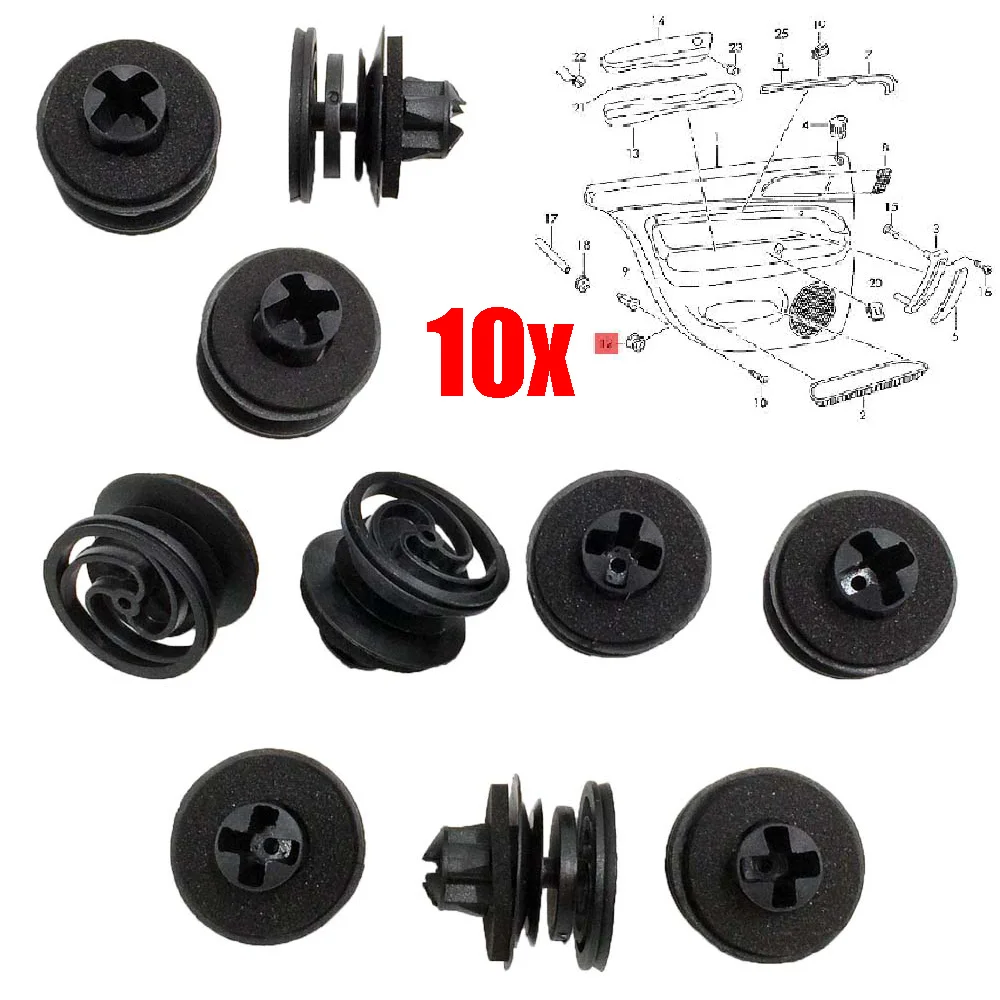 JEAZEA 10Pcs New Car Door Card Retainer Trim Panel Clips 3B0-868-243 Fit For VW Golf Jetta R32 Mk4 Passat B5 Push-Type Fasteners