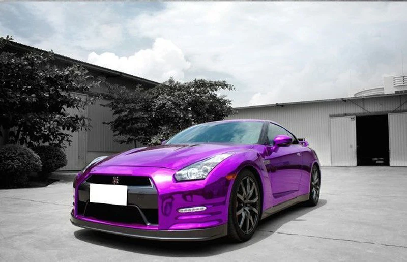 Premium Stretchable Purple Chrome Wrap Vinyl with Air-Free Channels DIY Car Wrapping Foil