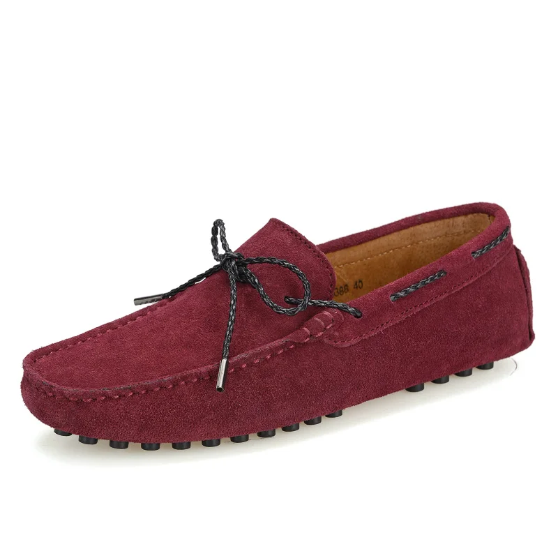 

Large Size 38-47 Wine Red Moccasins Men Loafers High Quality Leather Shoes Slip On Flats Shoes Casual Gommino Driving Shoes