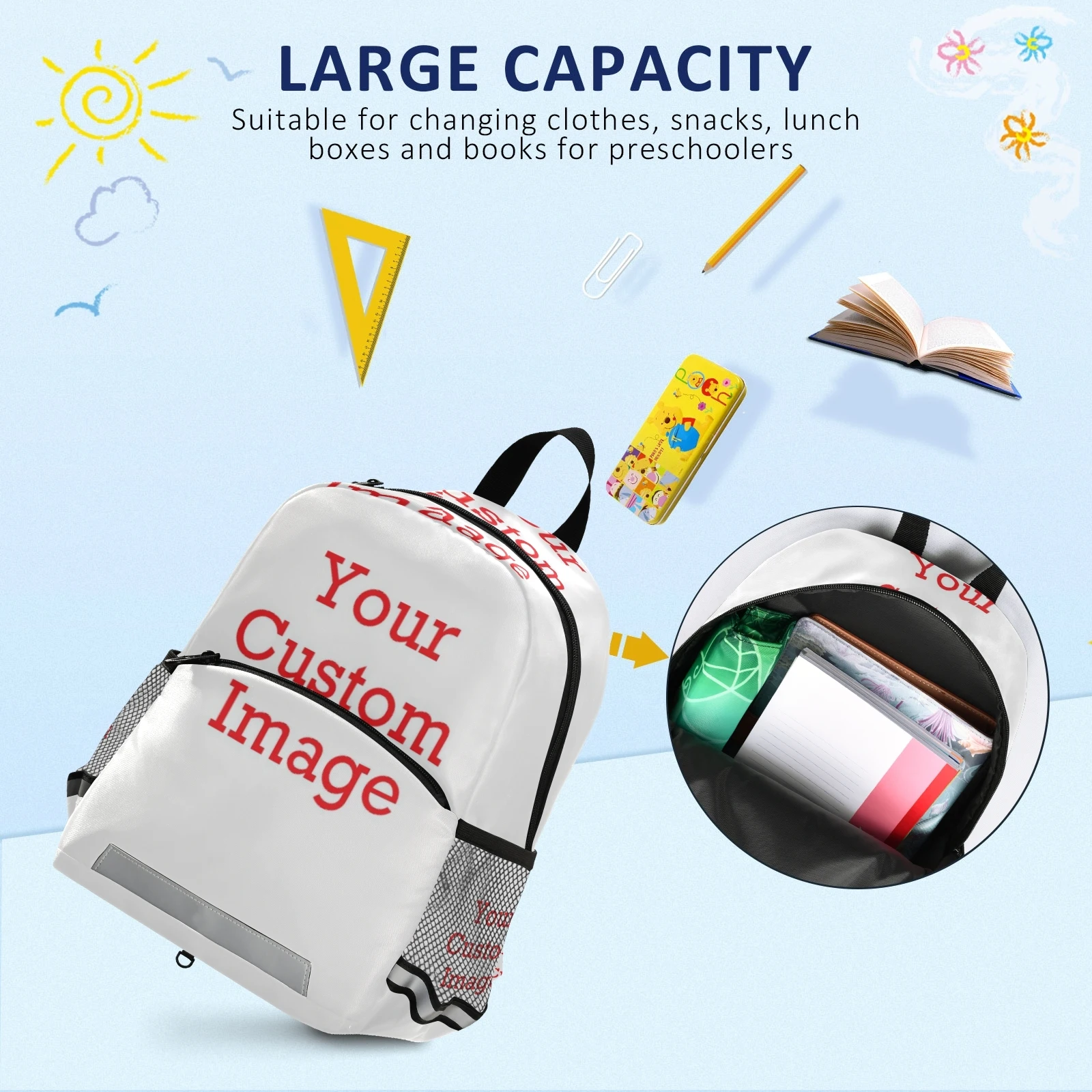 New Children Backpacks DIY Custom Picture Girls Boys School Bags Toddler Kids Neoprene Schoolbag Kindergarten Cartoon Pouch