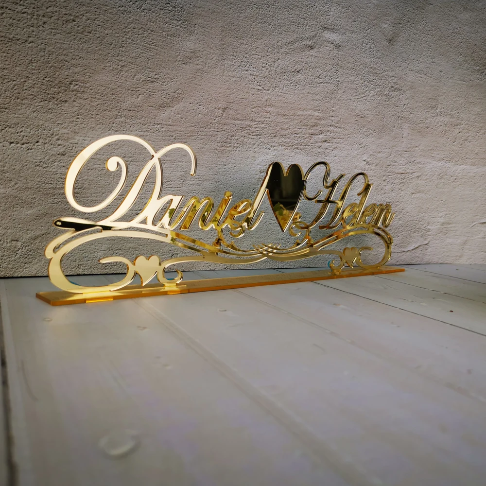 Custom wedding table centrepieces sign Personalized Mirror Rose Gold Silver Name for Table Decor Acrylic Tableshow Wedding Decor