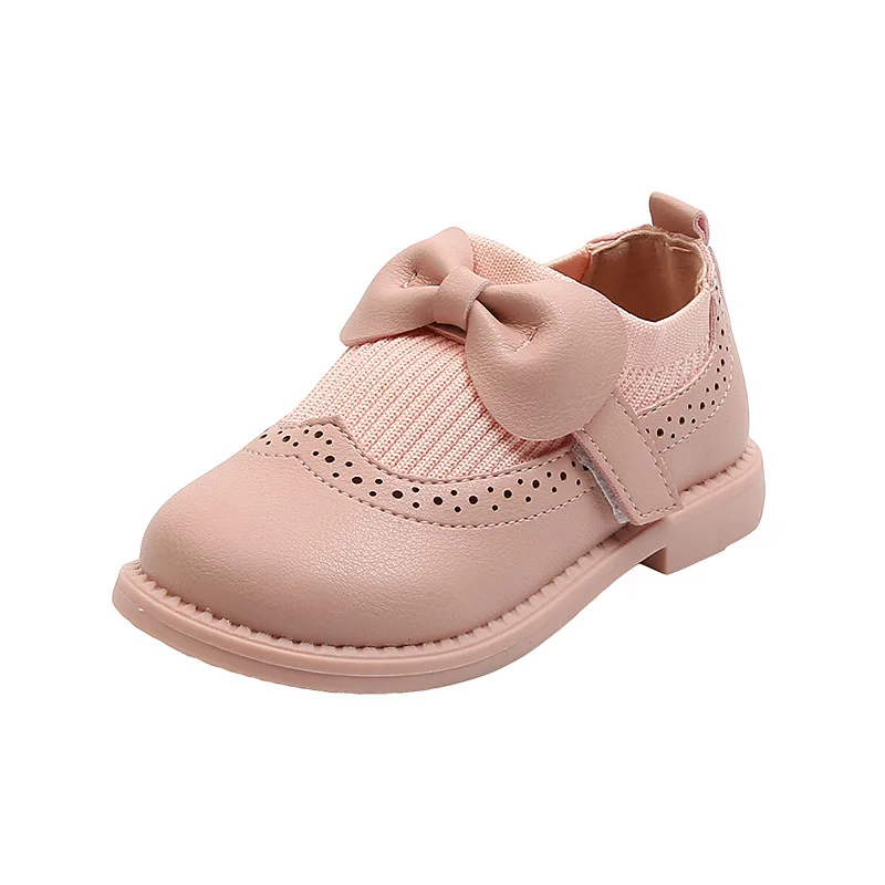 Scarpe in pelle per bambina scarpe da bambino con fondo morbido scarpe da principessa per bambina con fiocco 2024 scarpe piccole per bambini di