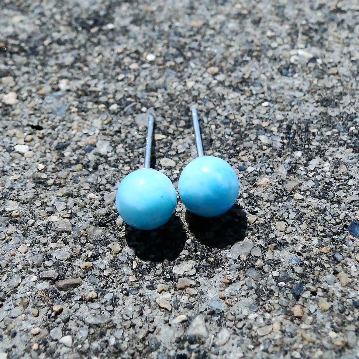 925 Sterling Silver Larimar Studs, Genuine Dominican Larimar Earrings,  Natural Inspired Jewelry