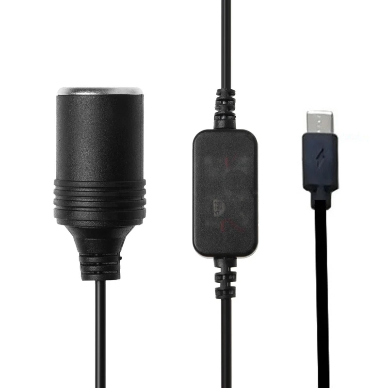 USB C PD typ C męski na 12V gniazdo zapalniczki samochodowej kobieta Step Up kabel do rejestrator jazdy GPS e-dog wentylator samochodowy — zdjęcie produktu 2