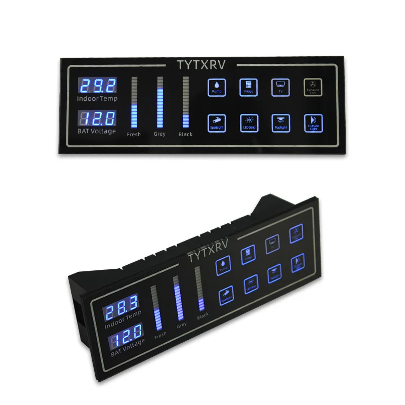 DREAMRV 3-way Water Tank Water Level Indoor Temperature With Voltage Display 8-Way Switch Control Panel