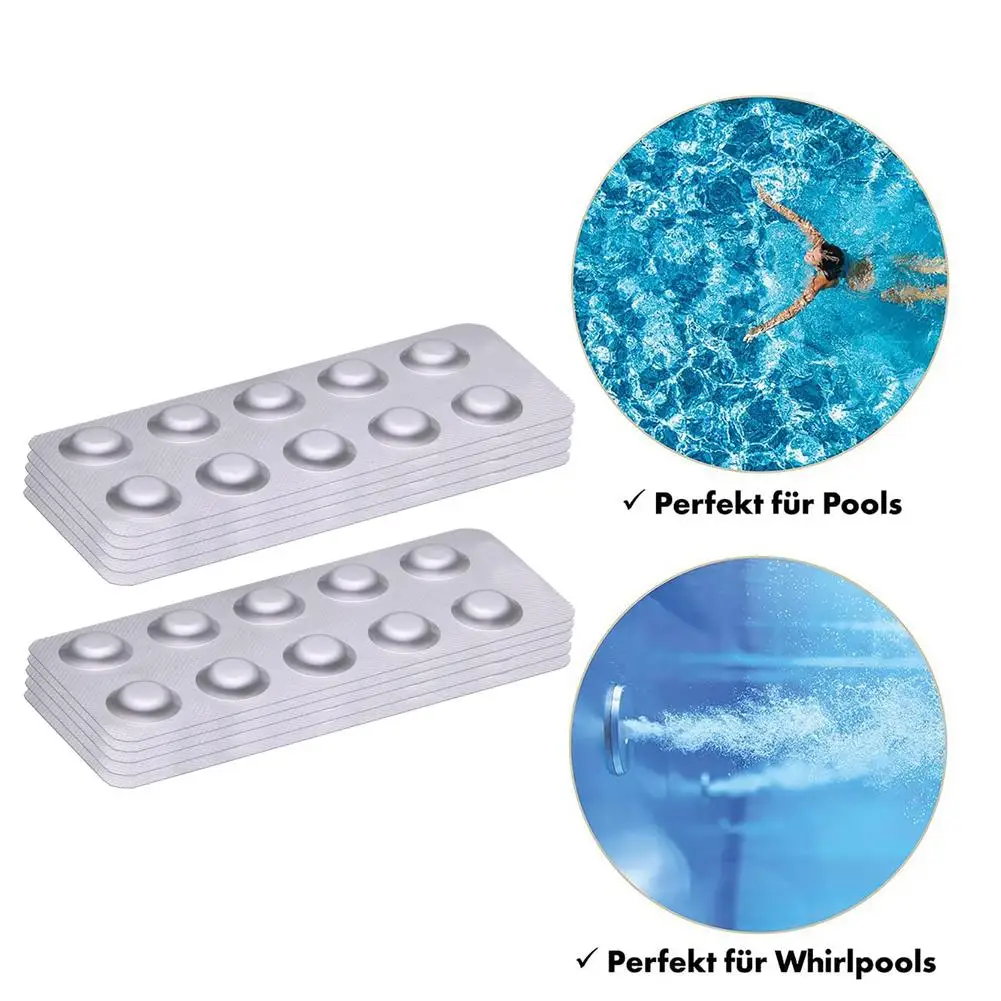 100PCS Pool Tester Kit For PH Value Water Quality Test Tablets PH Value Phenol Red Test Tablets Chlorine Swimming Pool Water Car