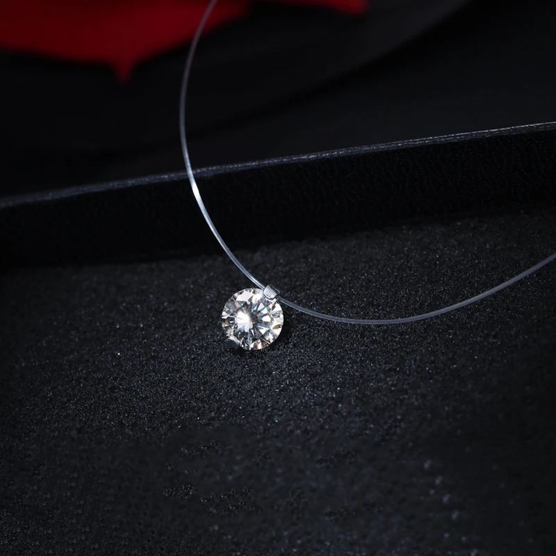 Classic Choker Invisible Fish Line Crystal Necklace Pendants Neck Zircon Women Clavicle Chain Lady Feminino Collar