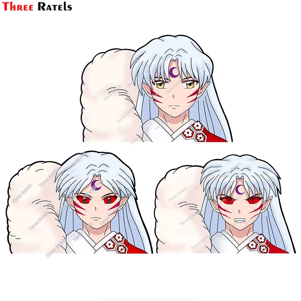 Three Ratels E38 Sesshomaru Motion Lenticular Car Stickers Decal Anime Cute Car Accessories Decoration Pegatinas Para Coche