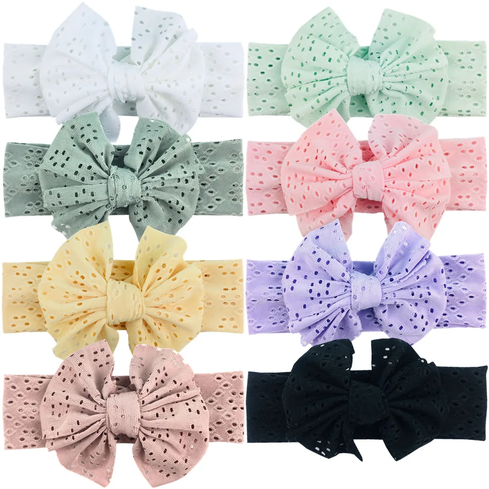 16 Pcs/Lot, New Hollow Out Messy Bow Baby Headband, Fabric Floopy Bow Turban Headwraps, Infant Baby Hair Accessories