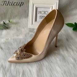 Tikicup Glitter Bow Women Satin Pointy Toe High Heels Slip On Party Wedding Shoes Gorgeous Stiletto Pumps Size 33-45 Customize