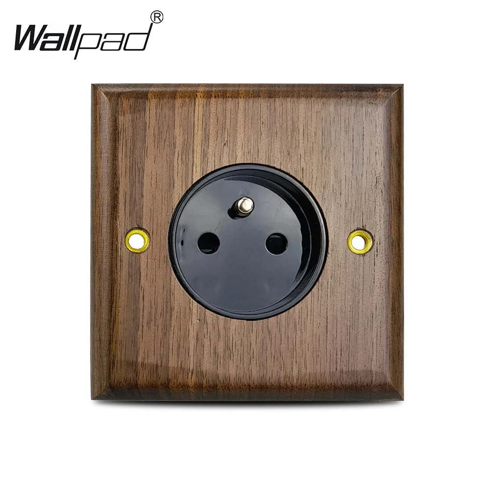 Wooden French Socket Real Wood Design Belgium Poland Electrical Wall Socket Plug Wallpad 110V-250V 16A Power Outlet