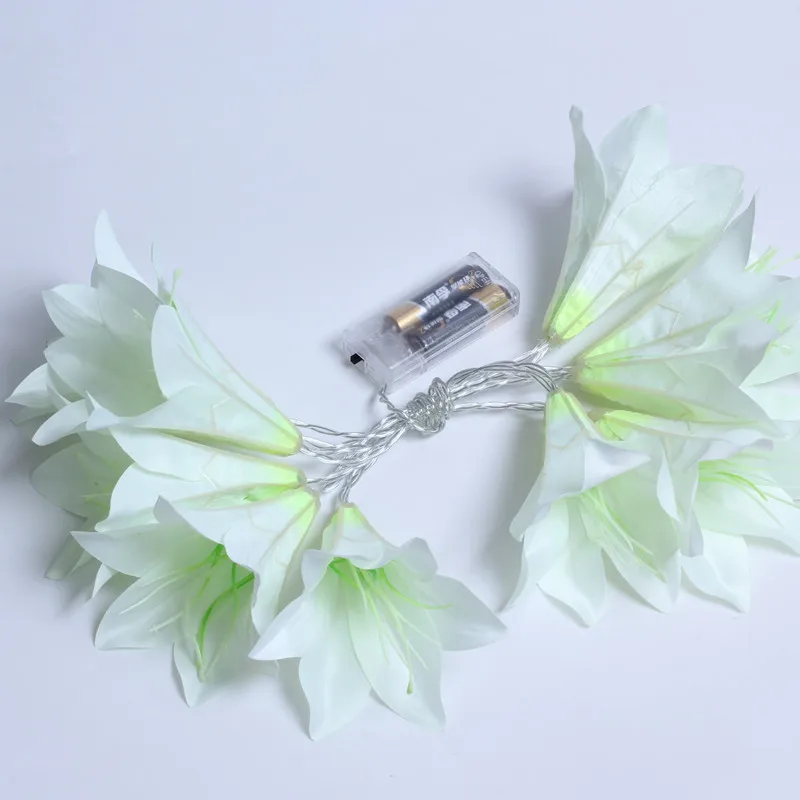 LED Simulation Lily Christmas Interior Decoration Atmosphere Light String Battery Operated for Outdoor Indoor Wedding Decoration