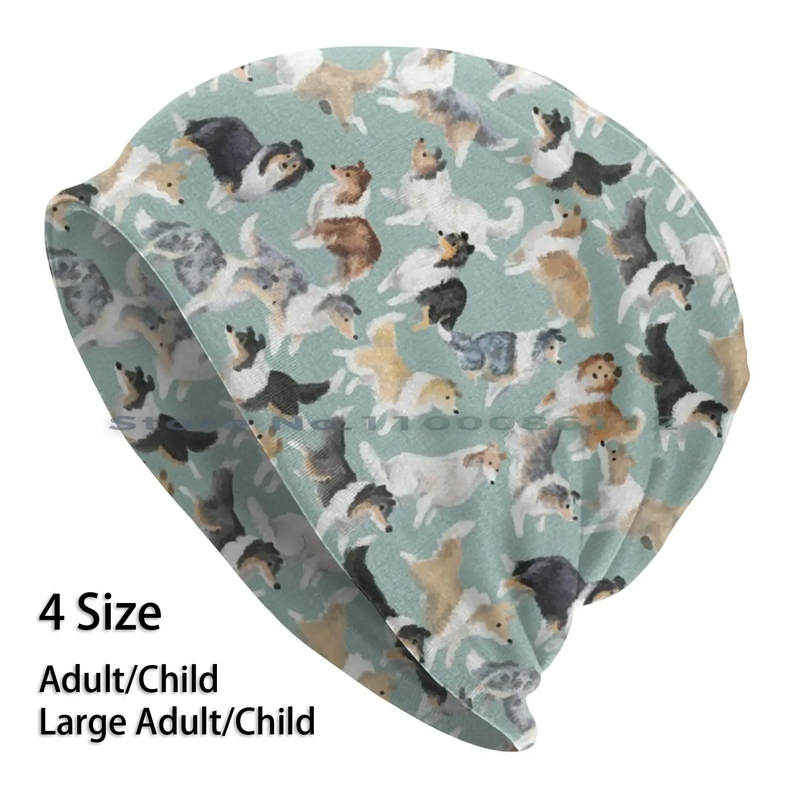 Sombrero de punto de lana The áspero Collie Beanies, lana para perros de raza Pastoral, borde galés, Scotch, escocesa, Lassie, Sable, Merle, azul y blanco