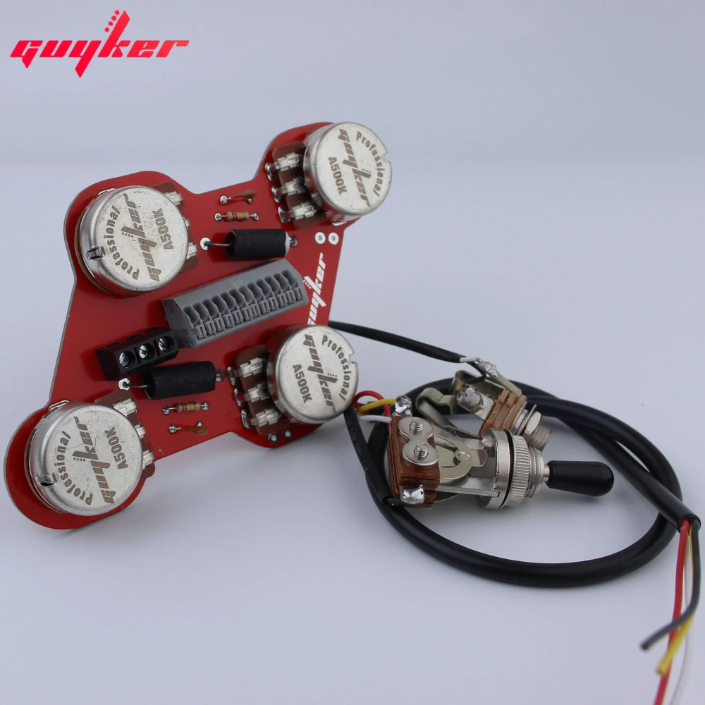 GUYKER A500K Potentiometer Circuit Board Connection Switch Jack PREAMP For Guitar Accessories