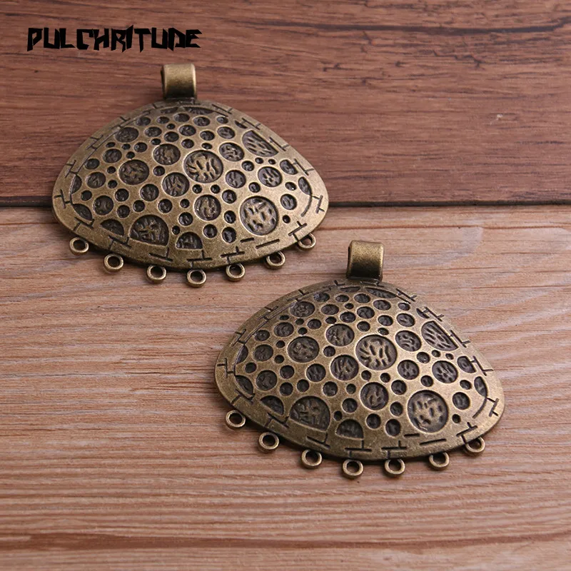 PULCHRITUDE 1pcs 55*57mm Two Color Zinc Alloy Vintage Big Shell Connectors Pendants Jewelry Making DIY Handmade Craft