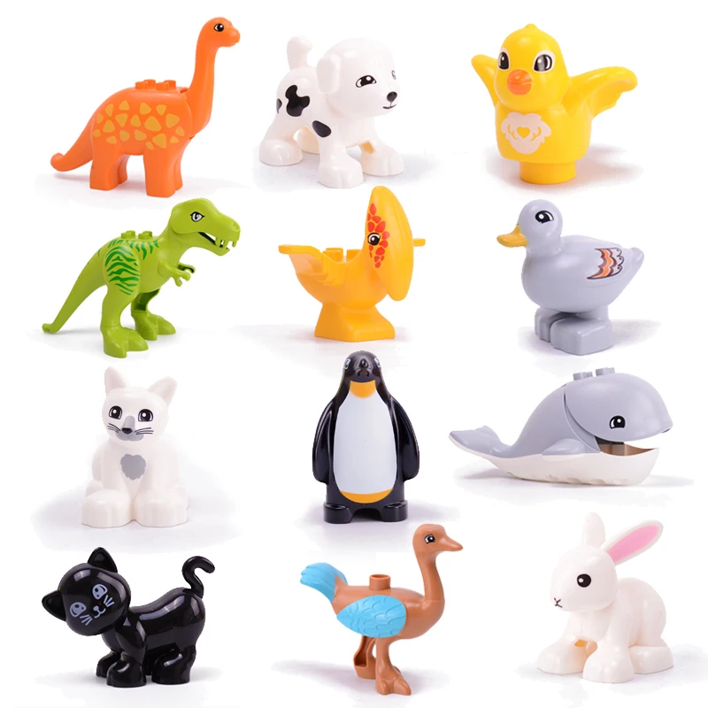 DIY Brand Cute Animal Bricks Horse Rabbit Whale Monkey Cat Dinosaur Panda Big Size Building Blocks Birthday Toys For Kids Gift