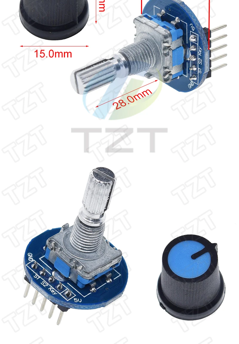 TZT 1/3PCS Drehgeber Modul für Arduino Ziegel Sensor Entwicklung Runde Audio Rotierenden Potentiometer Knopf Kappe EC11 – Detail 4