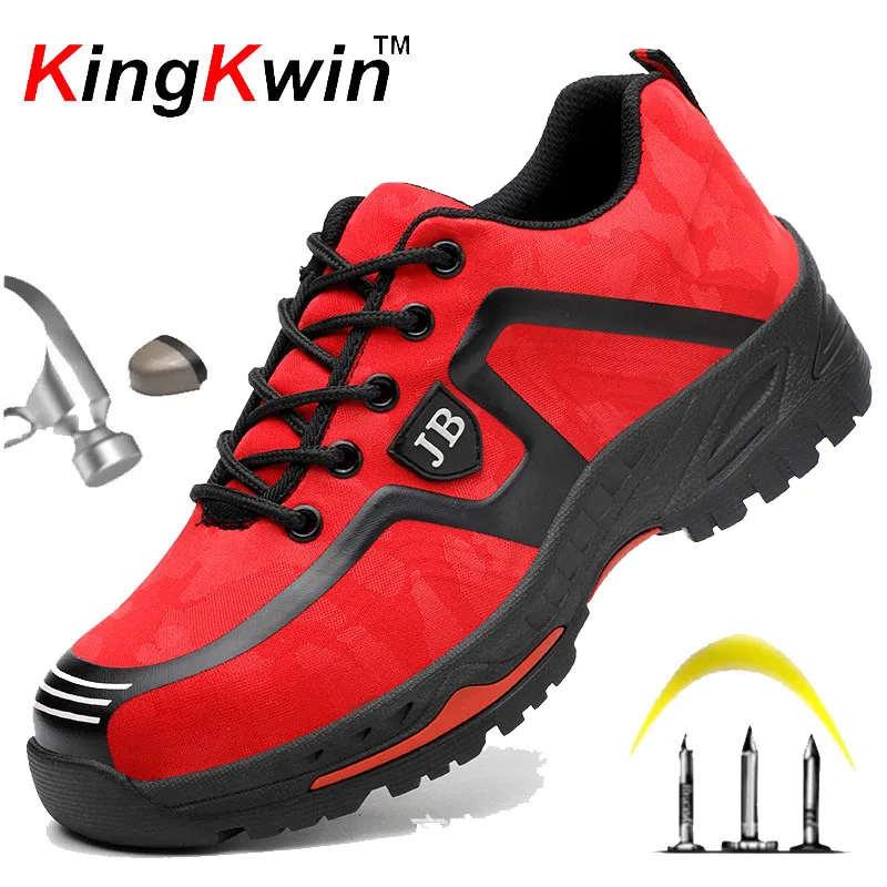 Safety Shoes Men Boots Security Shoes for Men Protector Safety Shoes with Steel Toe Cap Red Shoes for Men