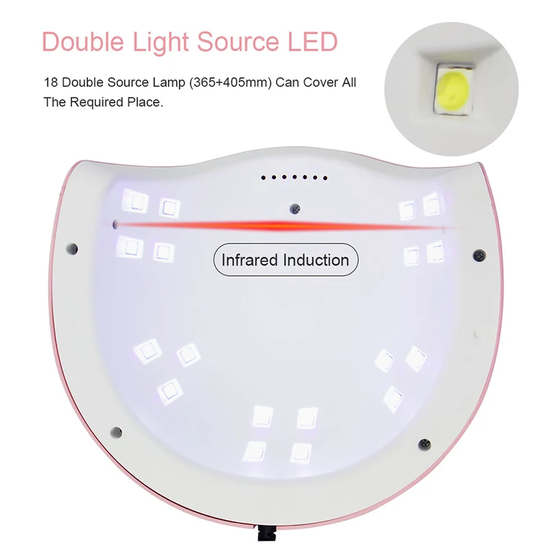 Secador de unha com lâmpada de led/uv, 36w, secagem para gel, manicure, esmalte, lâmpada 60s/90s/120s, sensor automático