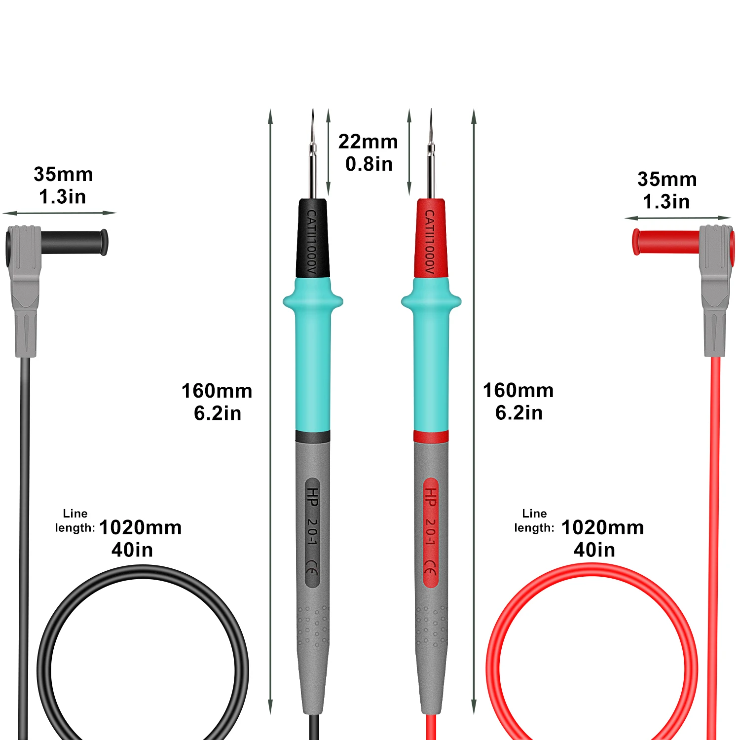 Multi Meter Tester Lead Probe Steel Needle For Digital Multimeter Needle Tip Meter Wire Pen Cable Silicone Wire 1000V 20A