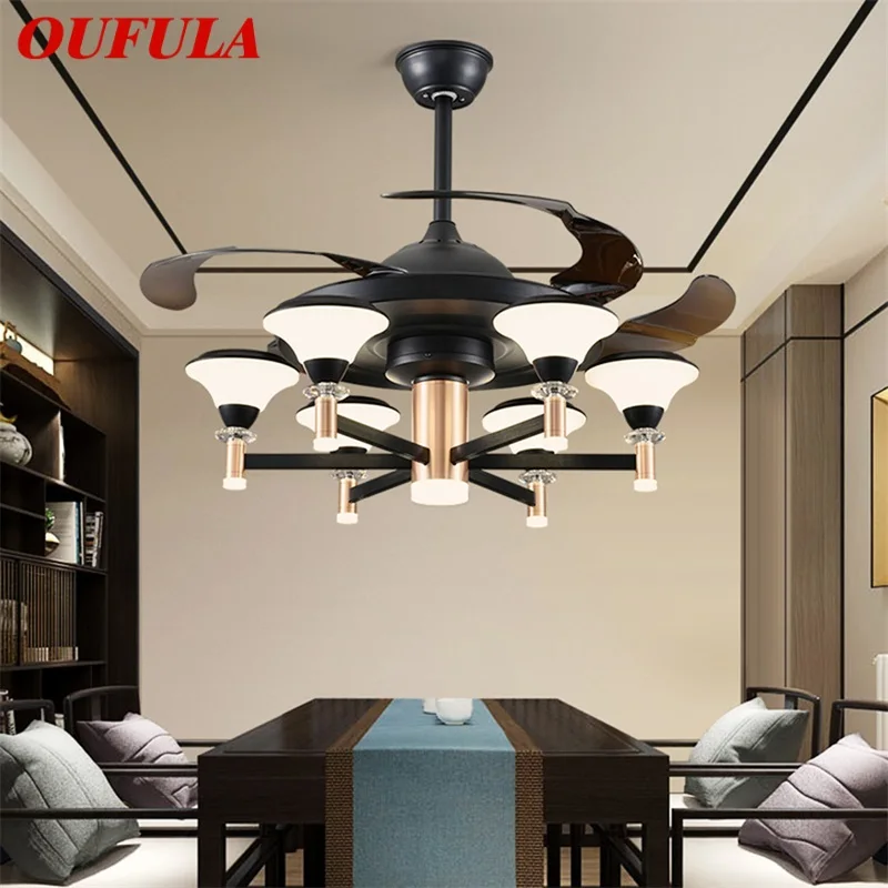 

OUFULA Modern Ceiling Fan With Light And Control LED Home Decorative For Living Room Dining Room Bedroom Restaurant