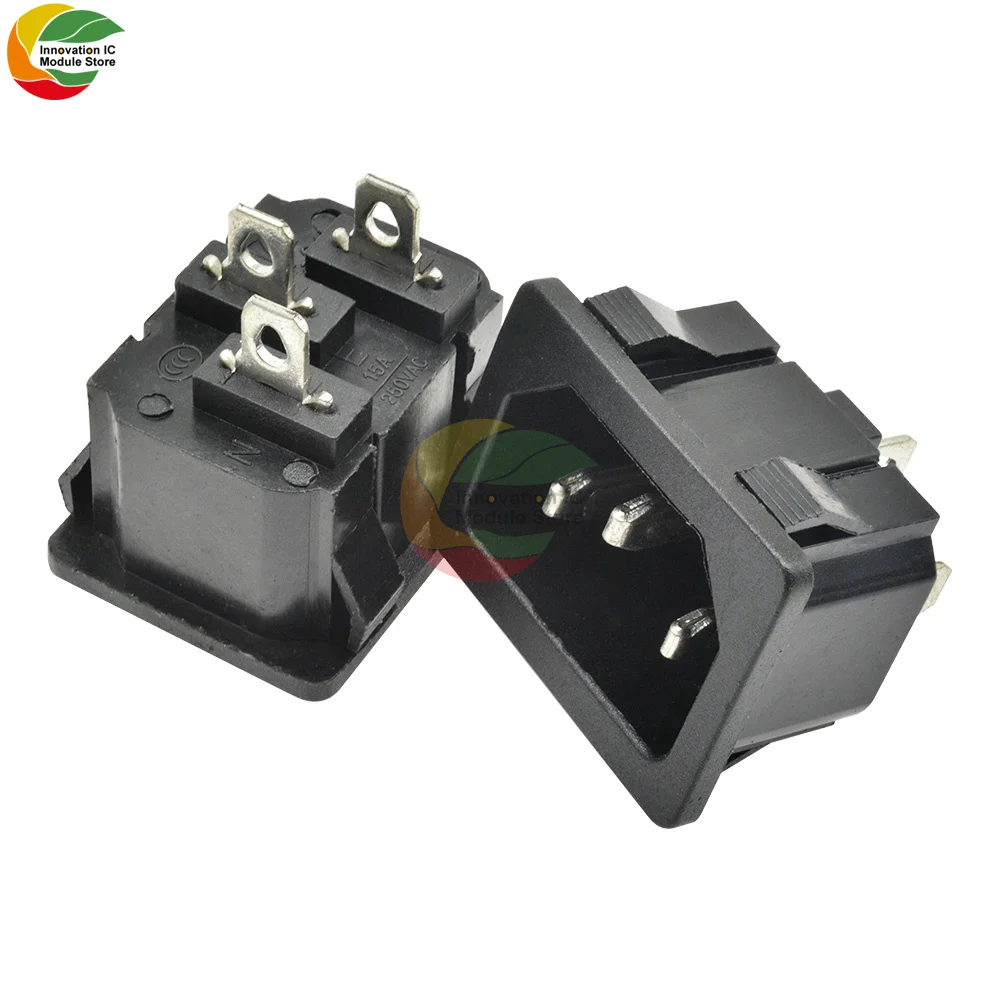 Ziqqucu AC-05 Snap-on AC Power Outlet 10A/250V Recessed Outlet Panel Mount Plug Adapter Power Connector 3Pin 3P Inlet Power Plug