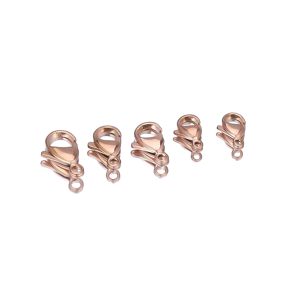 25 Stück Edelstahl 9mm 10mm 12mm 13mm Roségoldfarbene Karabinerhaken Verbinder für DIY Halsketten Schmuckherstellung Armbänder – Detail 4