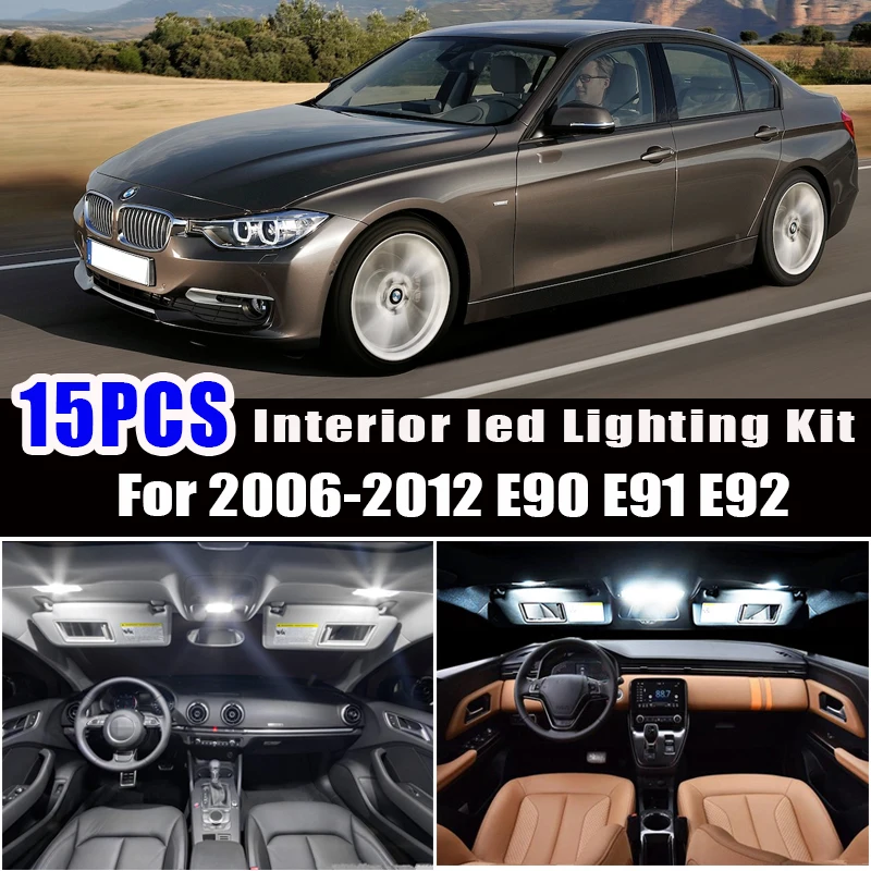 15pc X Error free E90 E91 E92 LED Interior Light Kit for 2006-2009 2010 2011 2012 bmw 3 series 325i 328i 330i 335i M3