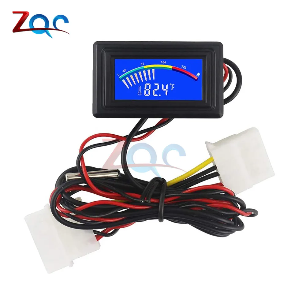 LCD Display Digit Thermometer ℃/°F Switch Temperature Meter Gauge Waterproof NTC Sensor Probe 4pin Connector for Aquarium Car PC