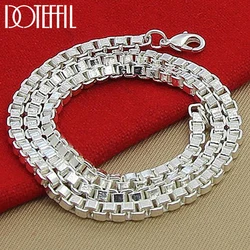 DOTEFFIL 925 Sterling Silver 4mm 18 inches Box Chain Necklace For Men Women Wedding Engagement Fashion Jewelry