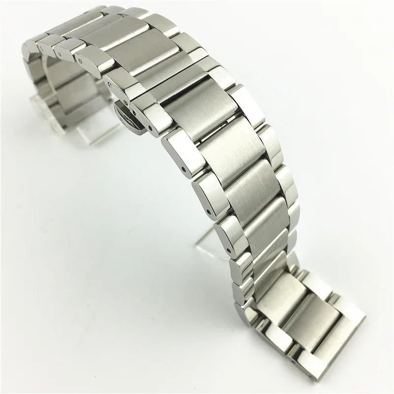 316L Stainless Steel Watch Bracelet Black Center Polished 20mm 22mm 18mm 24mm 26mm Butterfly Buckle Wristwatch Accessories