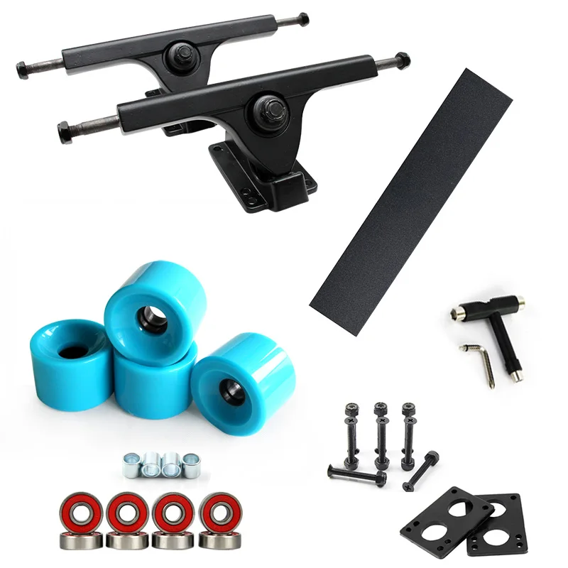 Long Board 7inch Trucks Skateboard 70*51mm Wheels 115cm Black Sandpaper ABEC-9 Bearings 6mm Gasket 35mm Bolts