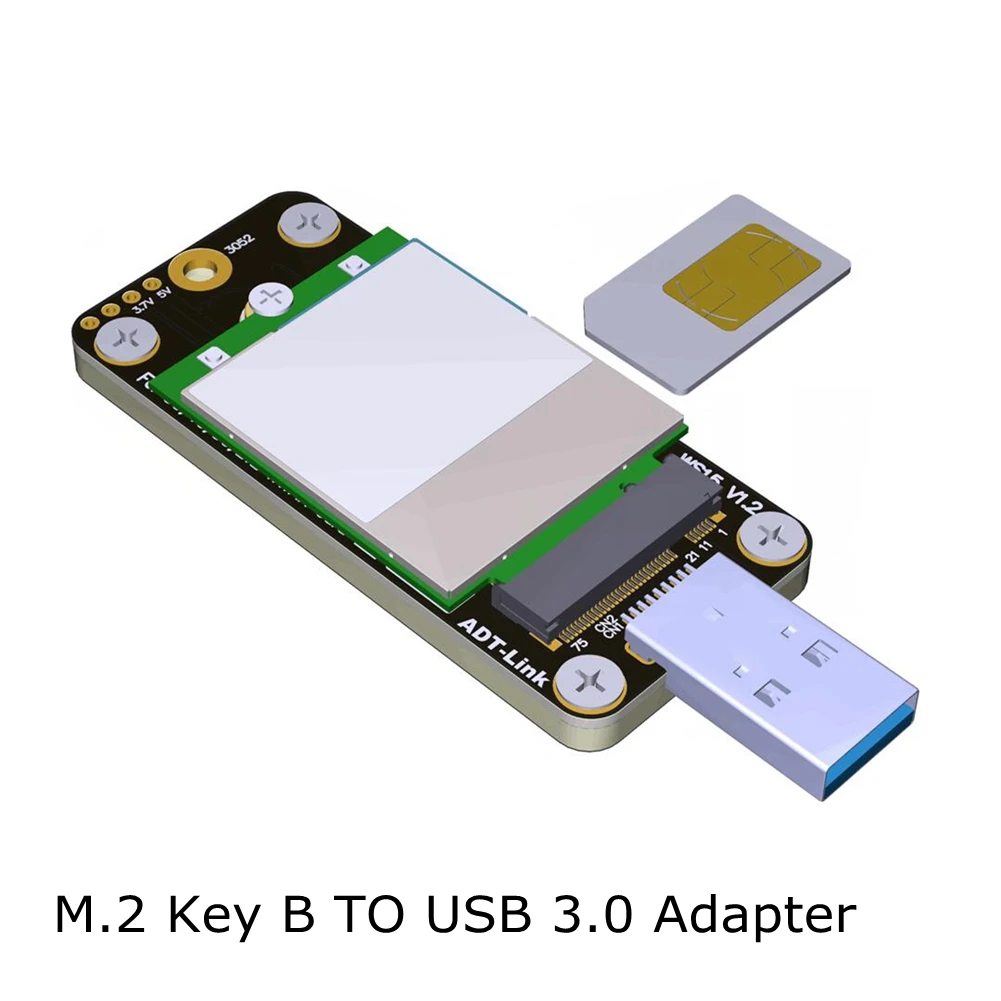 USB 3.0 To M.2 NGFF B-Key Adapter Riser Card with Standard Double SIM Slot 3.7V 3A Support 5G 4G LTE Wireless Module Modem