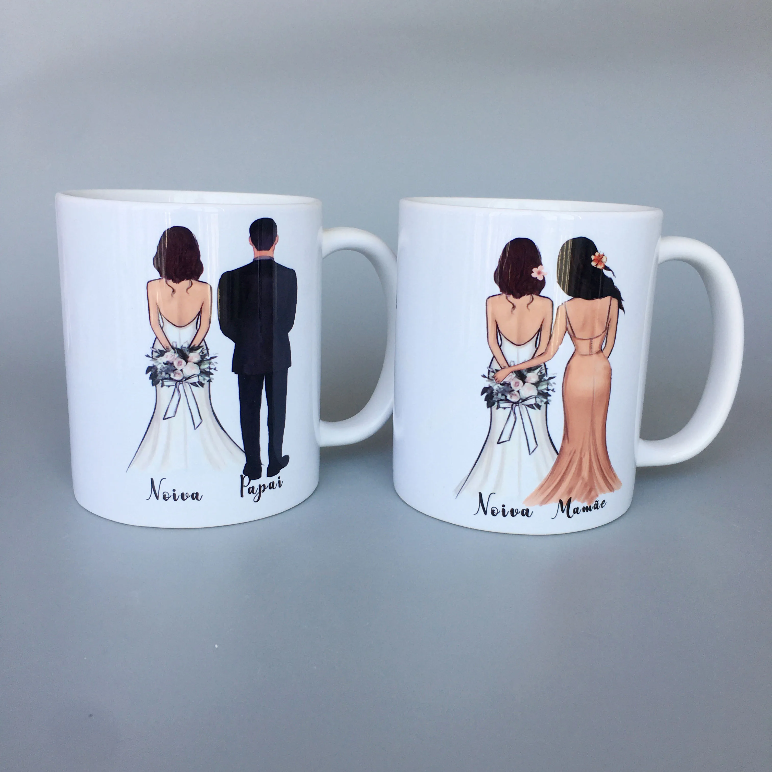 

4pcs Printing Anniversary New Years Wedding Marriage Bride Bridesmaid Mom Dad Present Personalized Ceramic Mug Gifts For Guest