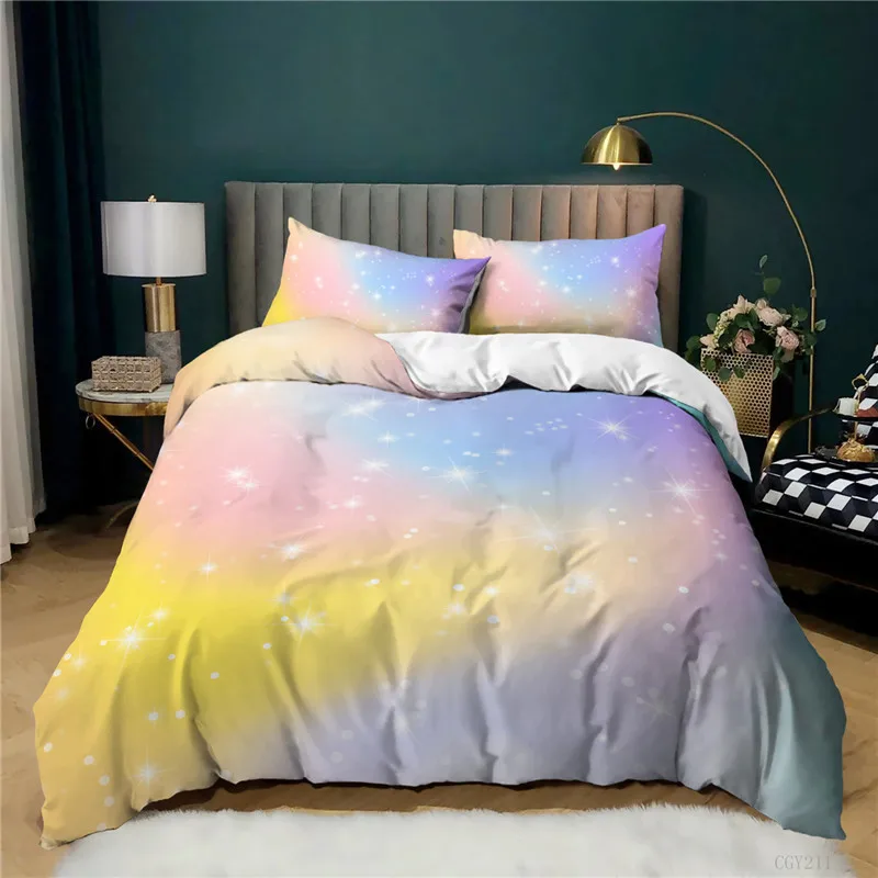 

3 Pcs Luxury Duvet Cover Set Fashion Gradient Bedding Sets Comforter Duvet Cover Pillowcase Home Textiles