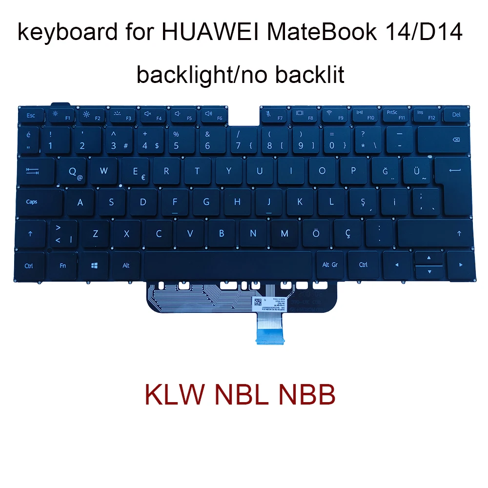 Pc turkish laptop keyboard backlight for Huawei MateBook D 14 NBL-WAQ9R WAQ9L WAQ9RP KLW-W19 W29 W09 replacement keyboards sale